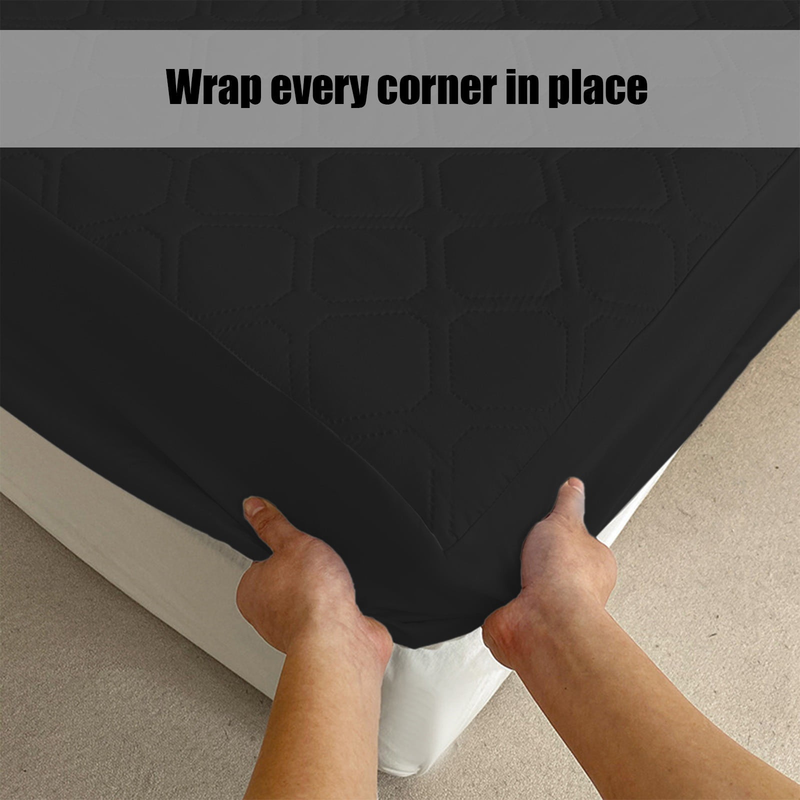 90x200cm Waterproof Mattress Protector Non-slip Soft Fibre Fixed Mattress Cover Ideal for Naked Sleeper
