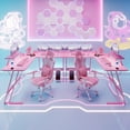 thumbnail image 2 of Homall L-Shaped Gaming Desk 58 Inches Corner Office Gaming Desk with Removable Monitor Riser, Pink, 2 of 6
