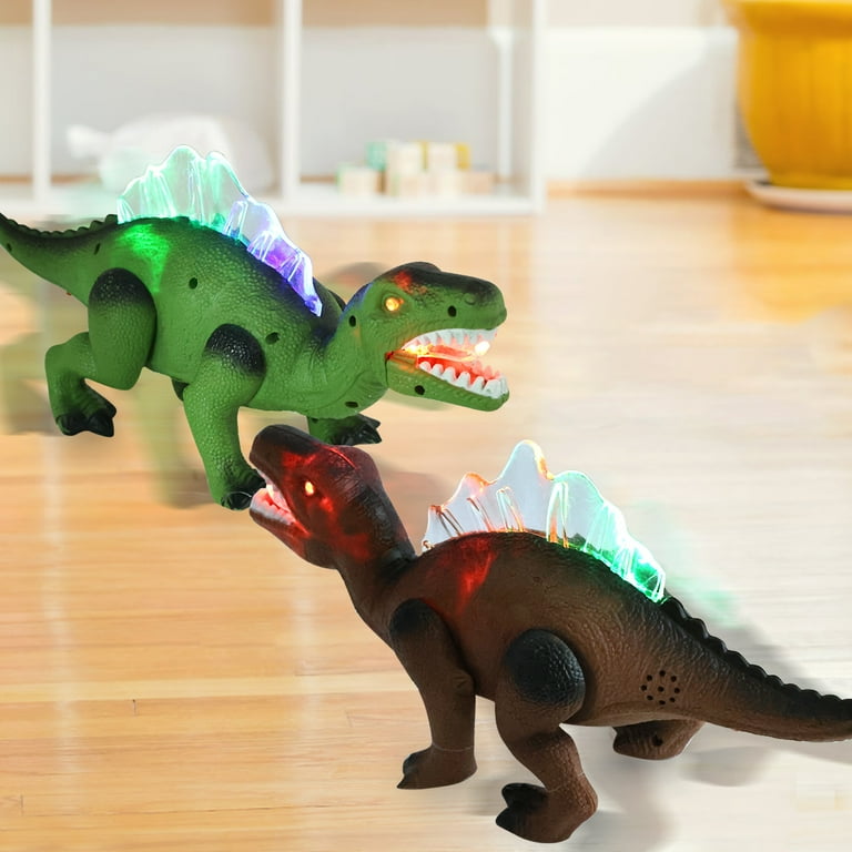 Zacro Light Up Walking Dinosaur Toy for Kids 12 Inches Electronic Dinosaur with Roaring Sound and Dinosaur Figures Gift for Boys Girls 3 4 5 6 7 Years