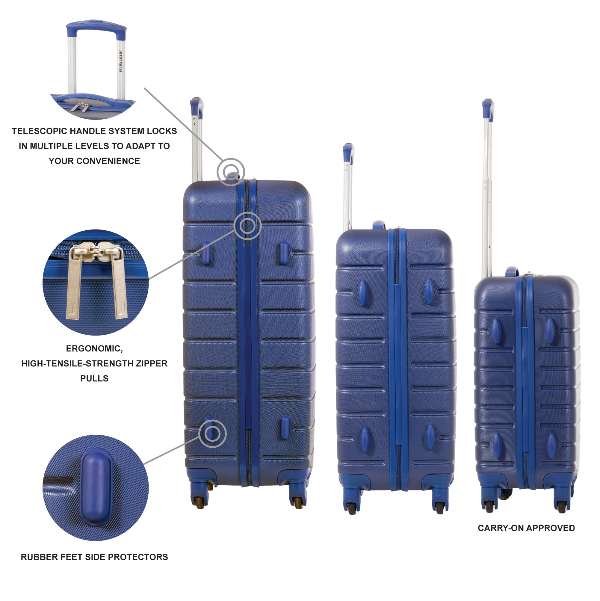 Jetstream 3 piece Set Hardside Spinner Luggage, 20" Carry On, 24" and