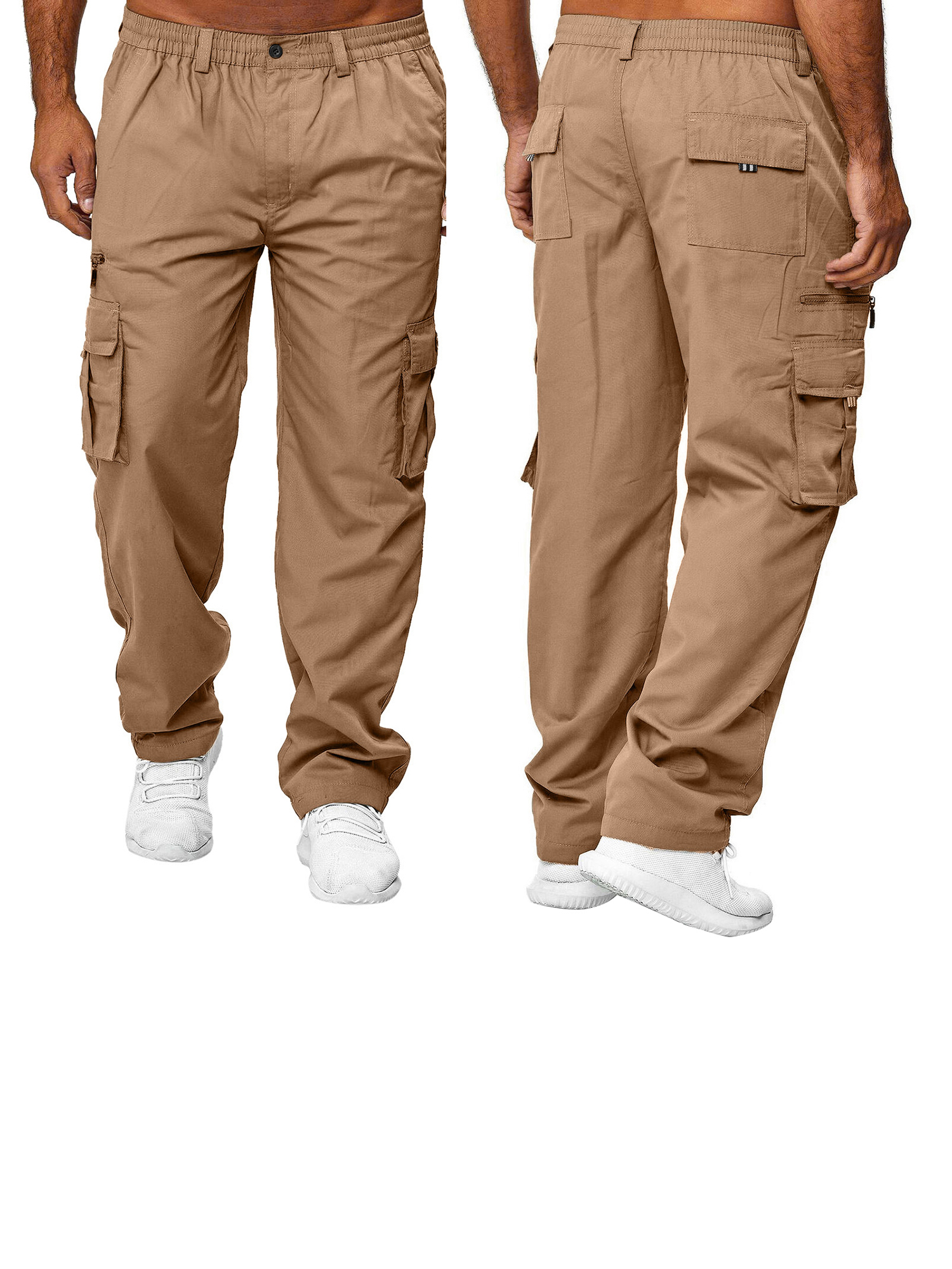Pudcoco Men Solid Color Cargo Pants Cotton Cargo Combat Work Pants - Walmart .com