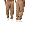 thumbnail image 5 of Diconna Men's Relaxed Fit Straight Leg Cargo Pants Cotton Trousers Long Pants with Pockets Khaki L, 5 of 6