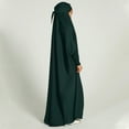 thumbnail image 5 of IBTOM CASTLE Kids Girls Long Sleeve Full Cover Hijab Kaftan Dubai Islamic Prayer Dress Abaya Muslim Hooded Robe Ramadan Clothing 11-12 Years Blackish Green, 5 of 8