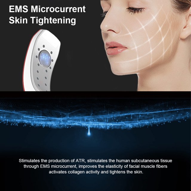 Appareil de Massage Vibrant Rechargeable pour le Visage, Raffermissant, Modelant, Éliminant le Gonflement, Circulation, Microcourant, Massage Rouge