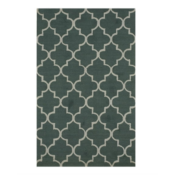 Hand-tufted Wool Green Traditional Trellis Moroccan Rug