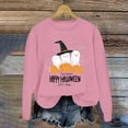 thumbnail image 4 of Ghost Pumpkin Halloween Sweatshirts for Women Long Sleeve Crewneck Happy Halloween Graphic Sweatshirt Pullover Tops, 4 of 5