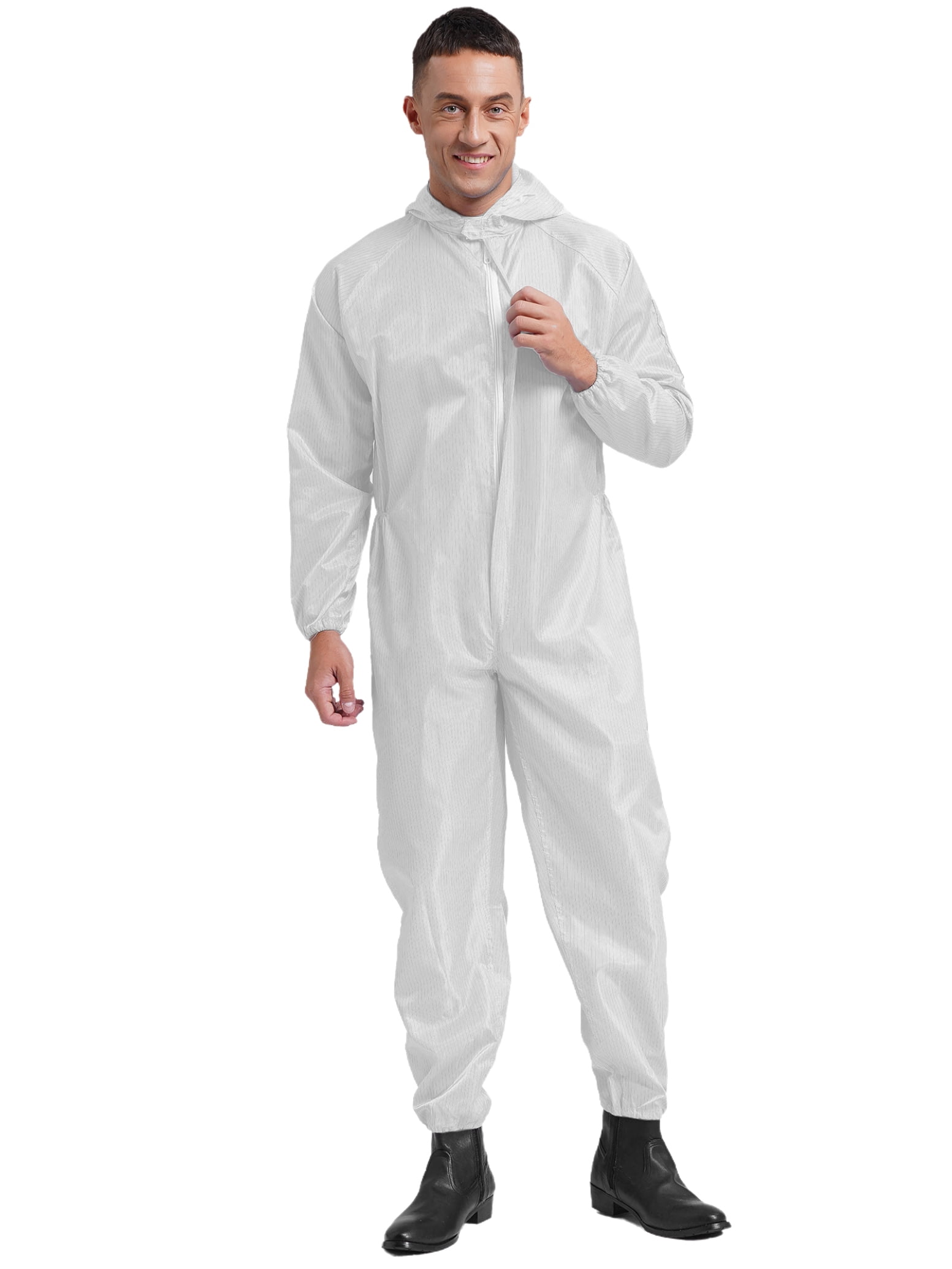 Haitryli Mens Anti-Static Bodysuit Coverall Zip Up Jumpsuit Spray