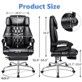 thumbnail image 5 of Hoffree 3 PCS Executive Office Chair Big and Tall Office Chair 550lb Wide Seat Ergonomic Computer Desk Chair High Back Leather Chair with Lumbar Back Support for Home Office Black, 5 of 7