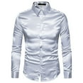 thumbnail image 1 of Xingzhi Chemise Homme Manches Longues Formelle avec Col Rabattu - Bonne Coupe pour Corps Normal Lavable en Machine Chemise de Mariage Homme Satin Gris Clair P, 1 of 6
