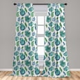 thumbnail image 5 of Ambesonne Green Leaf Curtains, Monstera Coconut Palm, Pair of 28"x84", Turquoise and Navy Blue, 5 of 5