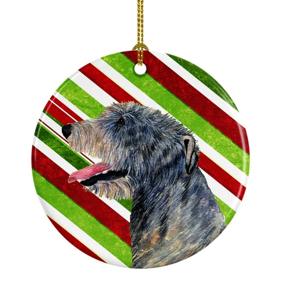 Carolines Treasures SS4575-CO1 Irish Wolfhound Candy Cane Holiday Christmas Ceramic Ornament 3 in multicolor