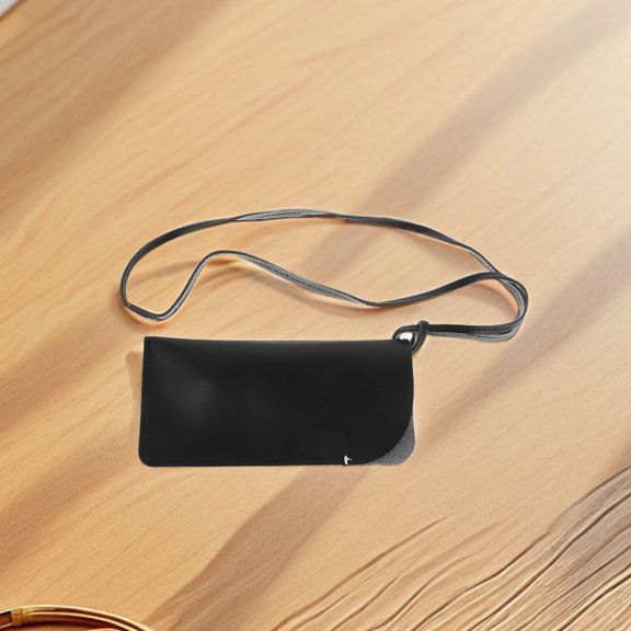 ELAYARD 2Pcs Sunglasses Organizer Case Black PU Material Portable Neck Strap for Travel and Daily Use