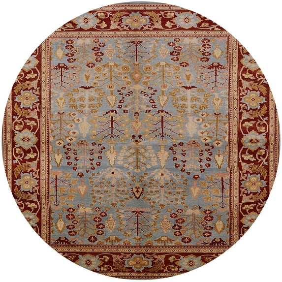 Ahgly Company Indoor Round Mid-Century Modern Red Oriental Area Rugs, 3' Round