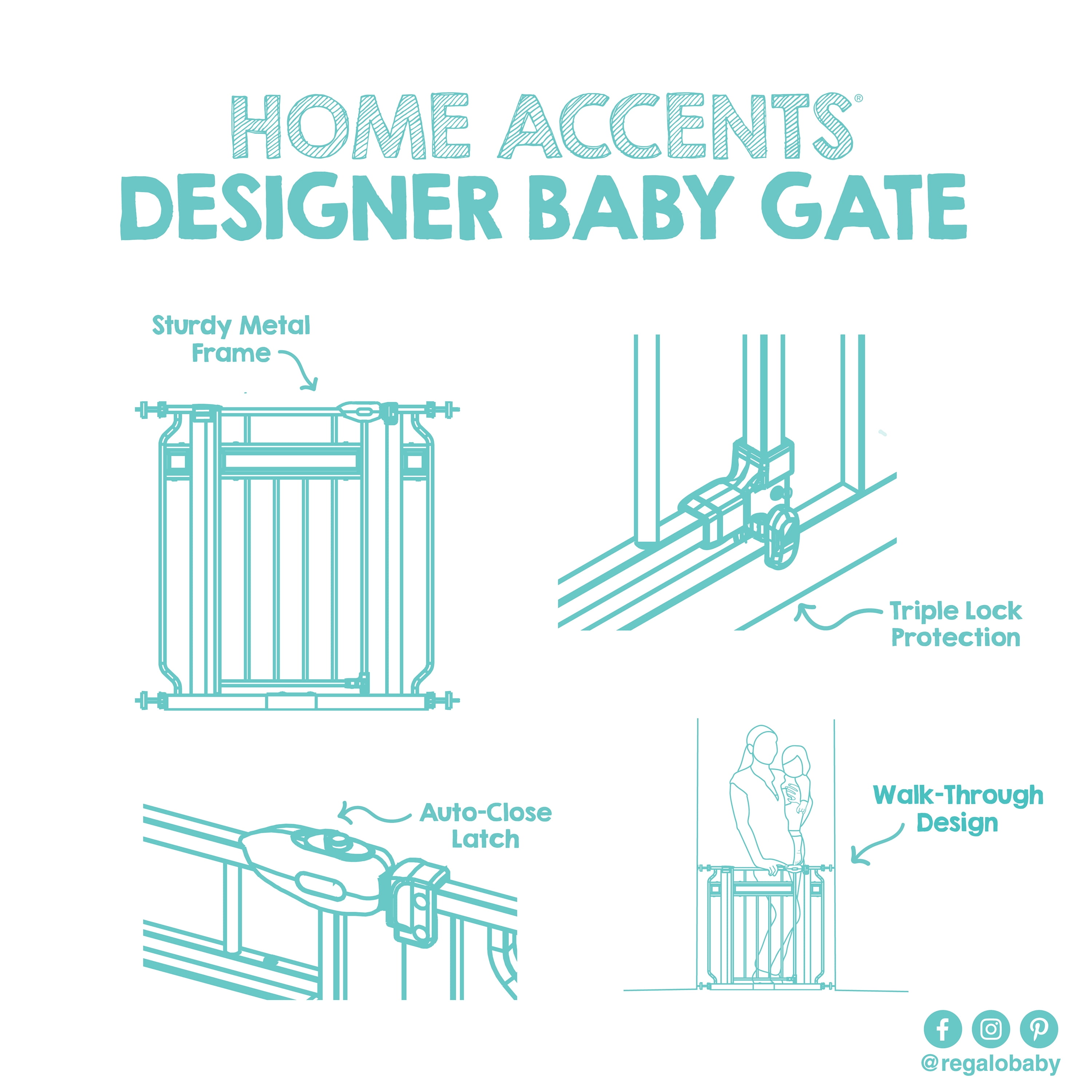 Regalo Home Accents® Extra Wide Walk Thru Baby Safety Gate