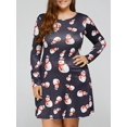 thumbnail image 1 of Vestido de columpio feo de manga larga con estampado de muñeco de nieve navideño - L Rosegal  Vestidos de talla grande, 1 of 5
