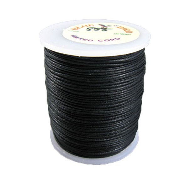 Blue Bird Waxed Braided Cotton Cord - Black 1 mm