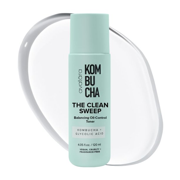 Avatara - Kombucha The Clean Sweep Face Toner Tónico con ácido glicólico para el rostro Exfoliante facial con hamamelis y bakuchiol Minimizador de poros calmante para el cuidado de la piel hidratante