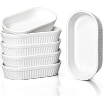 Delling 8 oz Ramekins - Souffle Dishes Oven Safe, Set of 6, White, Creme Brulee Ramekins