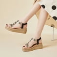 thumbnail image 6 of Flower Sandals Elastic Sloping Heels Thick Soles Casual Transparent Roman Women's Shoes Sandals for Women Black 38, 6 of 7