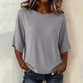 thumbnail image 3 of VBVC Women's Crew Neck 3/4 Sleeve Top , Ladies' Drop Shoulder Loose Fit Tunic , Casual Stretchy Tee Shirts For Women, S-2XL, 3 of 8