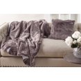 thumbnail image 4 of SARO LIFESTYLE Sevan Collection Soft Plush Faux Fur Stripe Texture Throw Blanket, 50" x 60", Graphite, 4 of 4