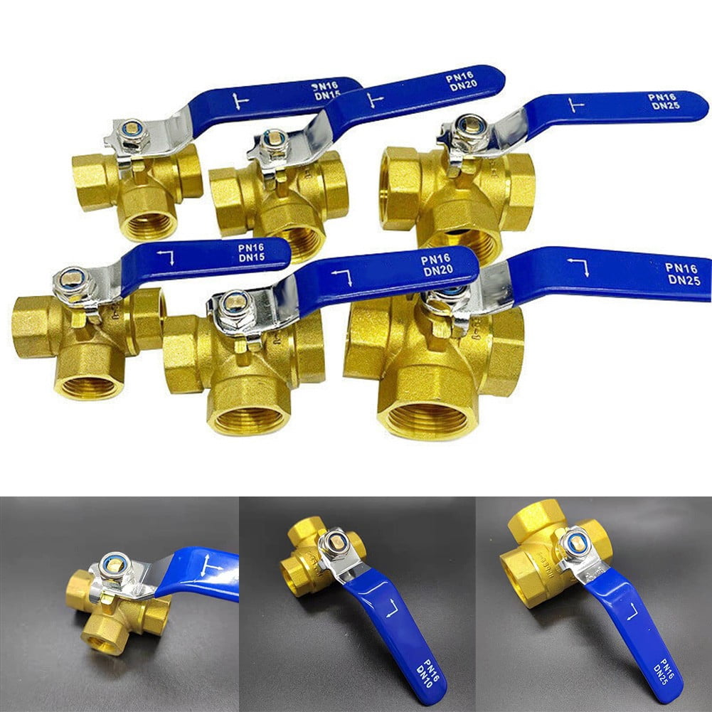 Robinet à Boisseau Sphérique 3 Voies En Laiton - Filetage Femelle NPT, Tailles 1/4" à 1" - Pour Eau, Huile, Gaz, Pression 1.6 MPa