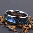 thumbnail image 6 of Tungsten Couple Rings Polished Curved Band with Shell Inlay, 6 of 12