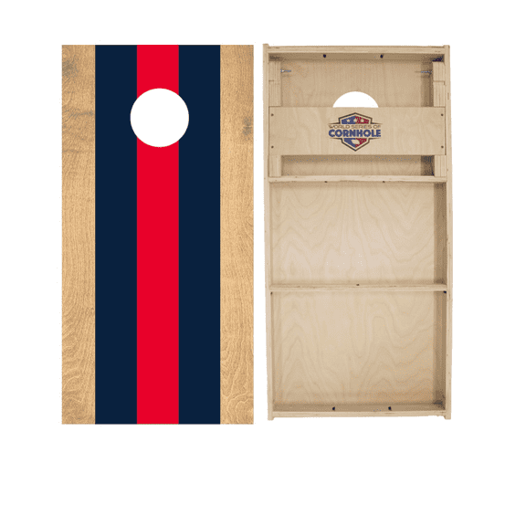 Skip's Garage | Navy and Red Classic Stripes Backyard 2x4 Cornhole Board Set with Bags