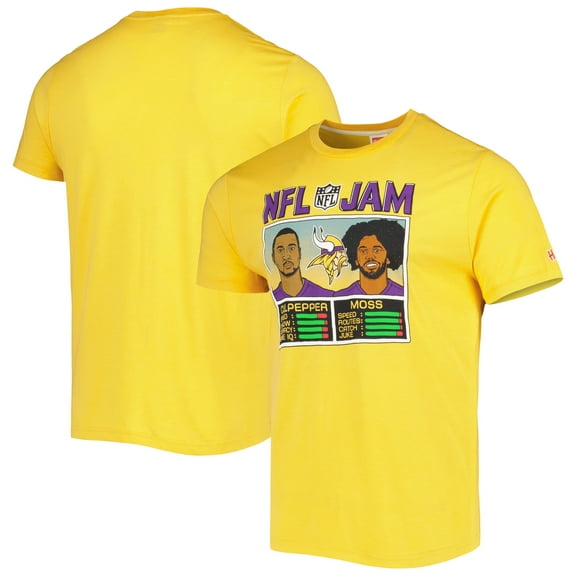 Unisex Homage Randy Moss & Daunte Culpepper Heather Gold Minnesota Vikings NFL Jam Retired Tri-Blend T-Shirt
