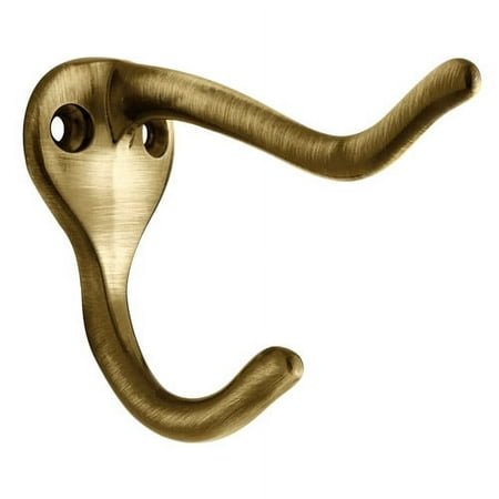Brainerd Coat and Hat Hook, Antique Brass