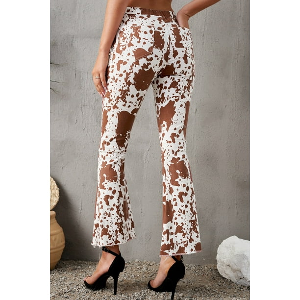 Cow print hotsell flared trousers