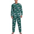 thumbnail image 2 of Pijamas de tiburón marino con estampado animal para hombre, conjuntos de pijamas encantadores de manga larga, dos piezas, ropa de dormir con patrón de otoño para el tiempo libre, regalo, 2 of 5
