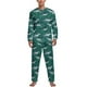 thumbnail image 1 of Pijama de tiburón abstracto de primavera de dos piezas con estampado animal colorido, conjunto de pijama cálido para hombre, ropa de dormir gráfica de manga larga para el hogar, 1 of 5