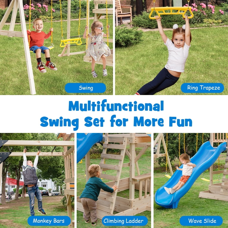 Free Shipping! Costway Big Wooden Playground Play Structure for