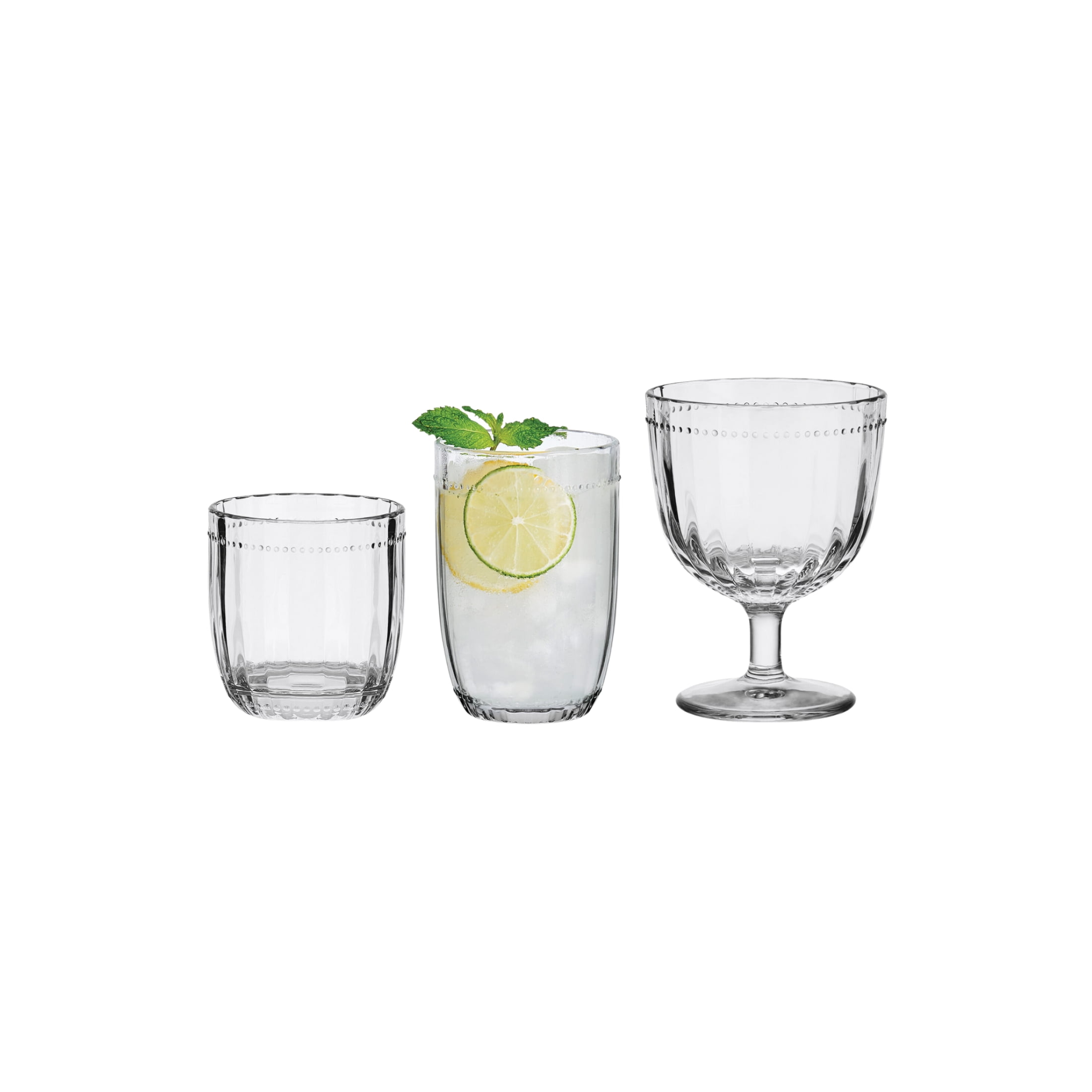 Fitz and Floyd Beaded 14 oz Clear Wine Glass Goblet (Set of 4)