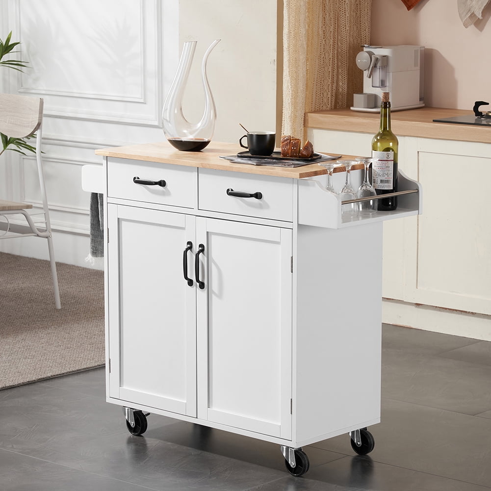 Kadyn Dining Car, Mobile Kitchen Car with Two Doors and One Drawer, MDF Dining Car for Kitchen, White Kadyn Dining Car, Mobile Kitchen Car with Two Doors and One Drawer, MDF Dining Car for Kitchen, White