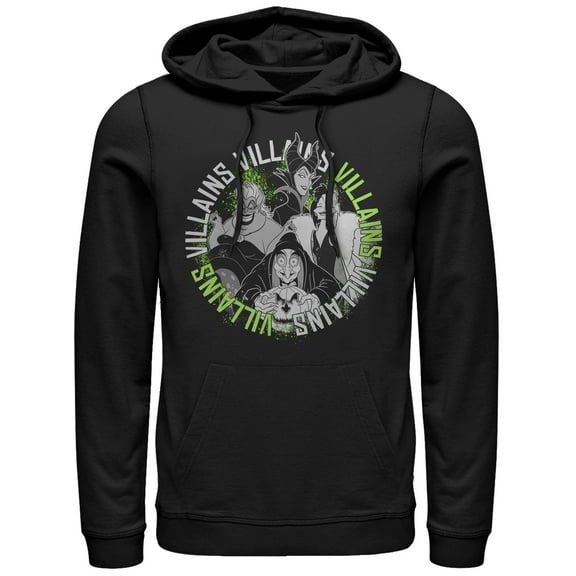 Men's Disney Princesses Wicked Witch Circle  Pull Over Hoodie Black 2X Large