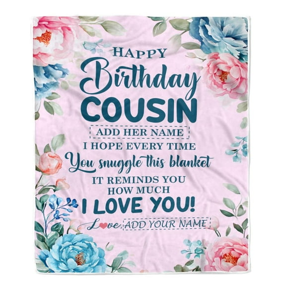 Happy Birthday Cousin From Family Blanket Floral Flower For Cousin Birthday Fleece Blanket, 30x40in Fleece Blanket