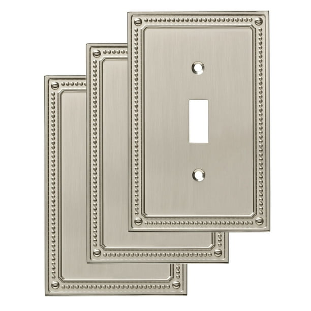 Franklin Brass Classic Beaded Single Switch Wall Plate in Satin Nickel