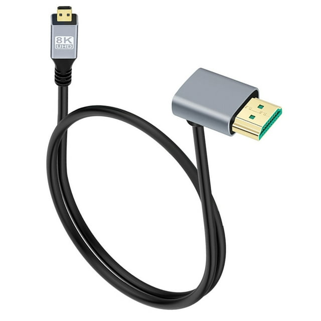 0.5/1/2M 8K Micro HDMI to HDMI-compatible 2.1 Cable Micro HDMI To HDMI Cable Adapter Converter 60Hz For Camera Camcorder Tablet UP Angle 0.5M