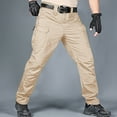 thumbnail image 2 of toraway Elastic Cargo Pants Men Mens Spring and Autumn Style Loose Large Size Leisure Three Bag String Tooling Multi Pocket Straight Pants L, 2 of 4