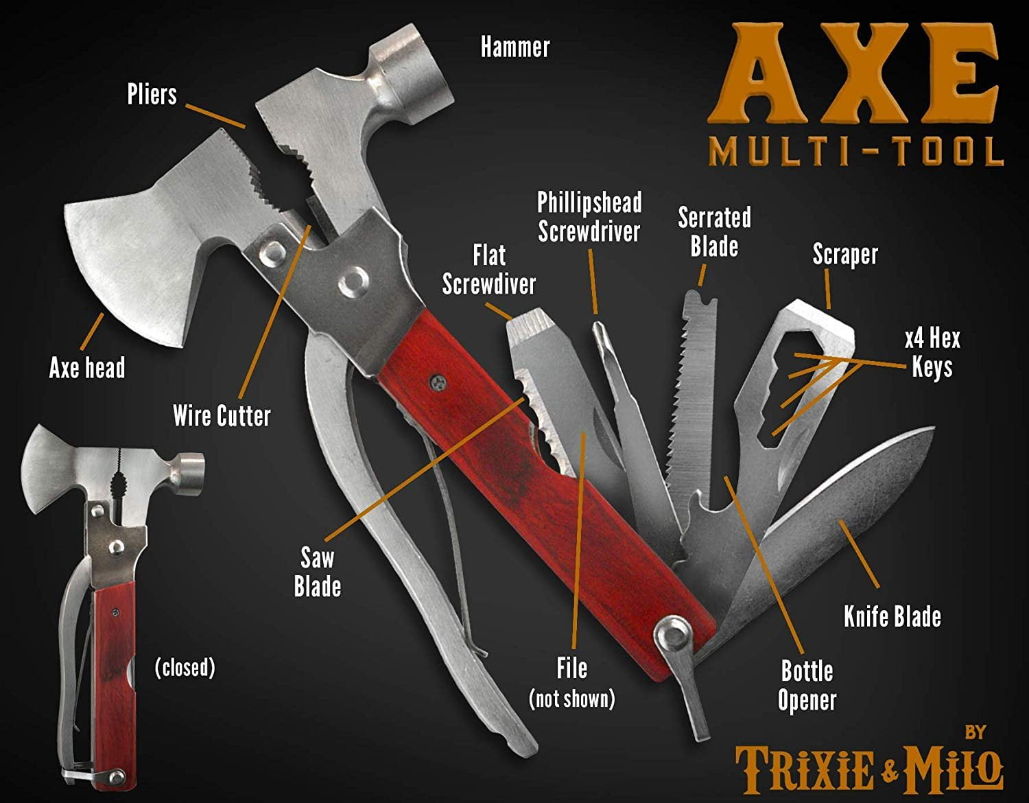 Trixie & Milo Axe Multifunction Everyday Carry Pocket Tool