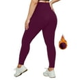 thumbnail image 4 of Women's Plus Size Solid Color Butt Lifting Workout Leggings, High Waist Yoga Pants for Women, Tummy Control Athletic Pants, Compression Fit,Wine,XL, 4 of 5