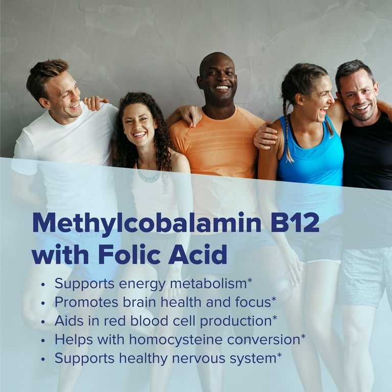 Superior Source No Shot Vitamin B12 Methylcobalamin 1000 mcg Folic Acid 400  mcg Instant Dissolve Tablets 60 Count - Walmart.com