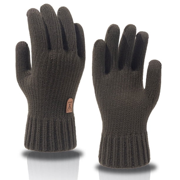 Guantes de invierno para hombre, acolchados, cálidos, resistentes al frío, para montar a caballo, para pantallas táctiles, de punto de lana
