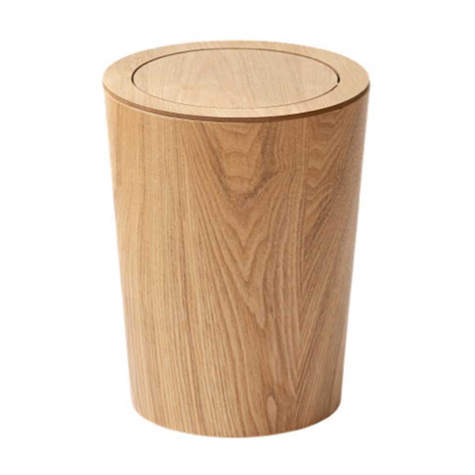Gnmfd Wooden Flip-Top Trash Can with Lid for Bathroom Bedroom Office Living Room, Compact Waste Basket for Home Hotel Use, Bathroom Storage Cabinet and Small Space Trash Organizer