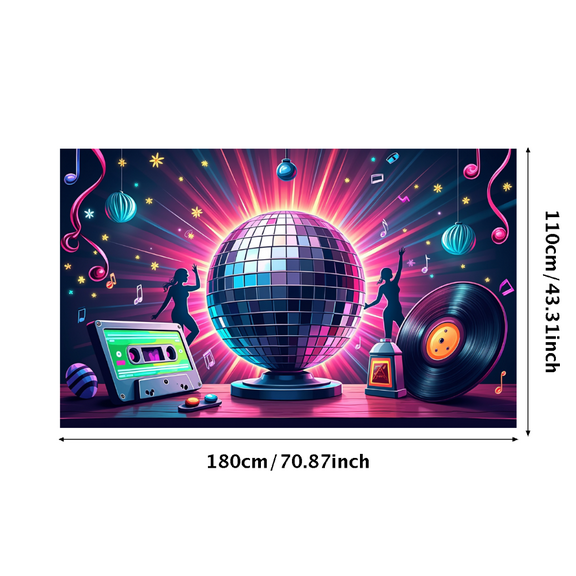 LUUFILx Disco Party Backdrop Vinyl Record Music Banner for Retro Dance Party Decoration Studio Background Photography Props Themed Event Decor
