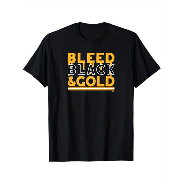 Bleed Black & Gold T-Shirt. 100% Cotton, Gift for Pittsburgh sports fans, Black Short Sleeve T-Shirt, S - XXXL, Casual Sporty Tee, Summer Gifts