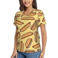thumbnail image 2 of Zufioo Hot Dogs Print Women's Classic V-neck T-shirt, V-neck Short-sleeved Tops Home Wear, Suitable for Daily Life, Work, Outdoors-Medium, 2 of 8