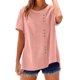 thumbnail image 3 of Ropa urbana para mujer,Blusa de algodón para mujer, jersey de manga corta con cuello en V, top informal con botones en el bajo, ideal para el hogar y el uso diario, sopatenor, 3 of 9